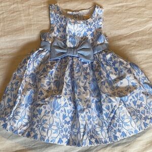 Gymboree Blue and White Floral Bow-Front Formal Dress